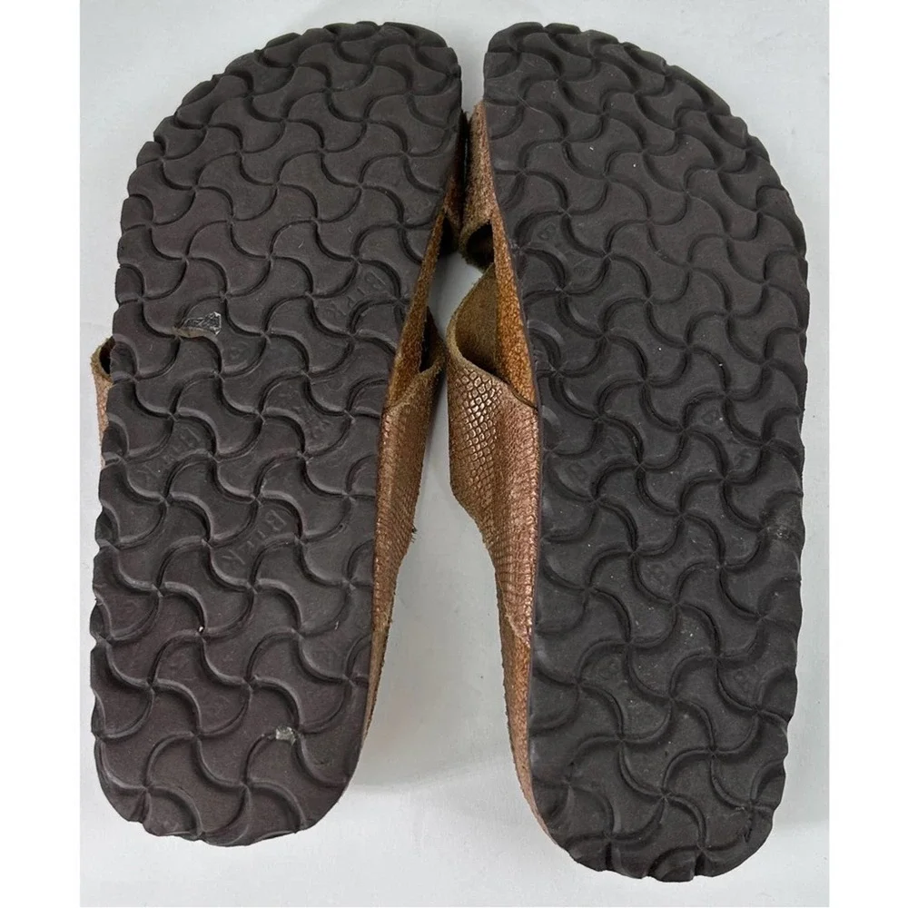 Birkenstock Brown ( Rosey Gold) Textured Sandals 38 Preowned Condition - Picture 7 of 10